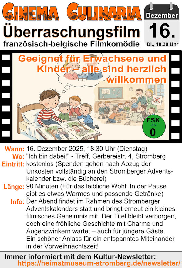 Flyer zum Cinema Culinaria Event im Dezember 2025